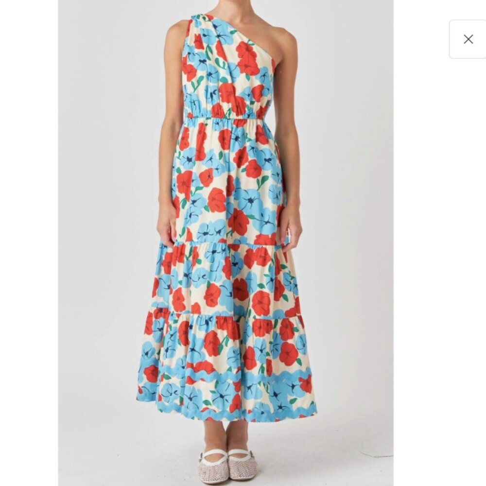 English Factory One-Shoulder Ric Rac Long Dress NWT Size Large